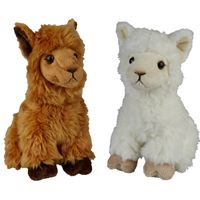 Knuffeldieren set alpaca en lama pluche knuffels 18 cm - thumbnail