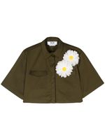 MSGM chemise crop à applique fleur - Vert - thumbnail