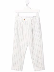 Brunello Cucinelli Kids pantalon fuselé à rayures - Blanc