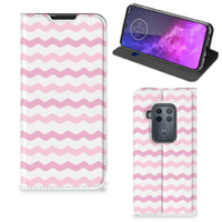 Motorola One Zoom Hoesje met Magneet Waves Roze - thumbnail