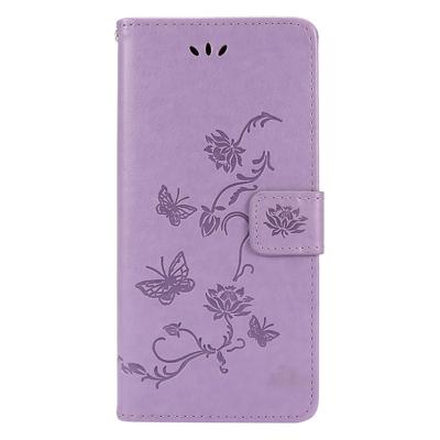 Shop4 - Samsung Galaxy M51 Hoesje - Wallet Case Bloemen Vlinder Paars