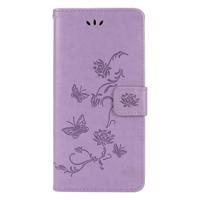 Shop4 - Samsung Galaxy M51 Hoesje - Wallet Case Bloemen Vlinder Paars