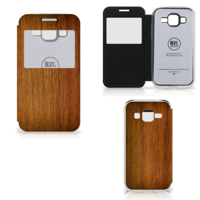 Samsung Galaxy Core Prime Book Style Case Donker Hout