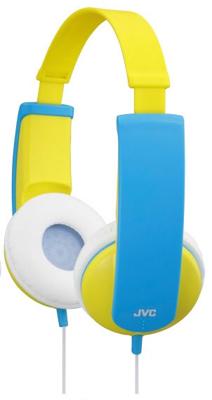 JVC HA-KD5-Y-E On Ear koptelefoon Kinderen Kabel Geel, Blauw Volumebegrenzing, Lichtgewicht