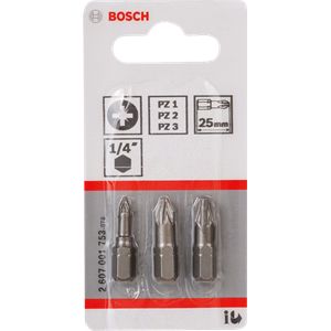 Bosch Accessories 2607001753 Kruis-bit PZ 1, PZ 2, PZ 3 Extra hard D 6.3 3 stuk(s)