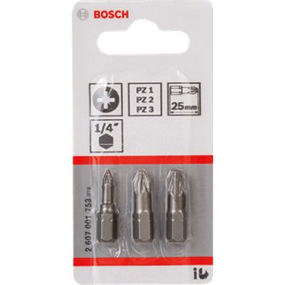 Bosch Accessories 2607001753 Kruis-bit PZ 1, PZ 2, PZ 3 Extra hard D 6.3 3 stuk(s)