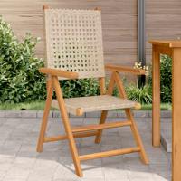 Tuinstoelen 2 st massief acaciahout en poly rattan beige - thumbnail