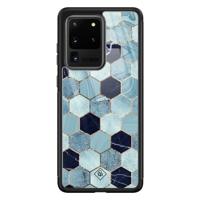 Samsung Galaxy S20 Ultra glazen hardcase - Blue cubes
