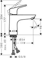 Hansgrohe Focus wastafelkraan zonder waste chroom - thumbnail