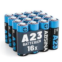 ABSINA 16 x batterij A23 voor garagedeuropener en nog veel meer, 23 A, 12 V batterij, alkaline, lekvrij en met lange houdbaarheid, A23S 12V batterij, 12V 23A batterij, L1028, 23A, 12V batterij, V23GA