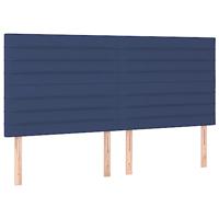 vidaXL Hoofdbord LED 160x5x118/128 cm stof blauw, hoofdeinde, houten hoofdeinde, bedonderdeel, houten hoofdbord, slaapkamermeubel, bedaccessoire