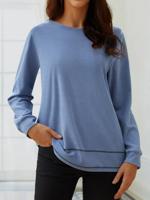 Casual Jersey Crew Neck Plain Sweatshirt
