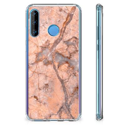 Huawei P30 Lite Anti-Shock Hoesje Marmer Oranje Huawei P30 Lite Anti-Shock Hoesje Marmer Oranje