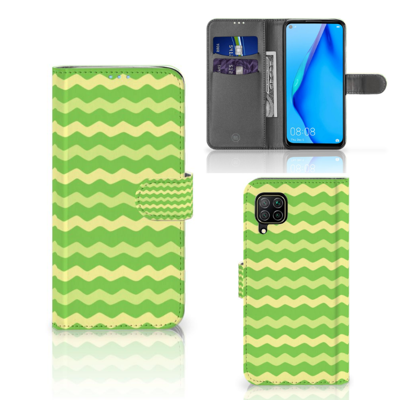 Huawei P40 Lite Telefoon Hoesje Waves Green Huawei P40 Lite Telefoon Hoesje Waves Green