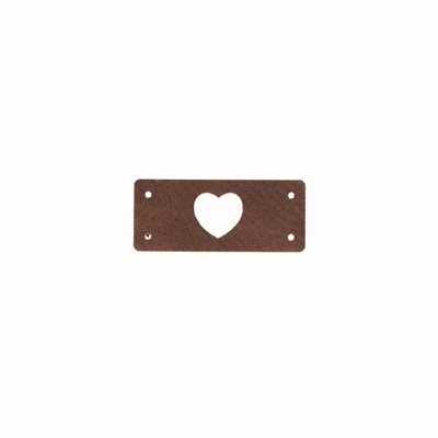 Leren Label 'Hartje' uitgestanst 15x35mm - 3 stuks