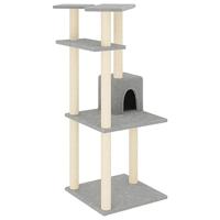 vidaXL Kattenmeubel met sisal krabpalen 123 cm lichtgrijs, kattenpaal, kattenboom, kattenkrabpaal, kattenhuis, kattenmeubel, kattenpalen