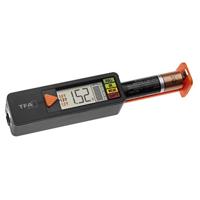 TFA Dostmann Batterijtester BatteryCheck, 98.1126.01, voor batterijen en accu's (AAA, AA, C, D), knoopcel, Blokbatterij, weergave van de laadstatus/Volt, eenvoudig en snel, klein en handig, zwart
