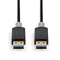 USB-Kabel - USB 3.2 Gen 1 - USB-A Male - USB-A Male - 5 Gbps - Verguld - 2.00 m - Rond - PVC - Antraciet - Doos