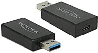 DeLock Adapter USB 3.1 A stekker > USB Type-C bus zwart, 65689