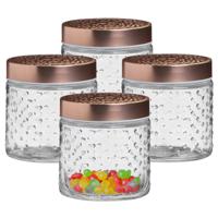 Voorraadpot/bewaarpot Blair - 4x - 500 ml - glas - koperen deksel - D11 x H13 cm