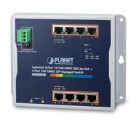 PLANETIndustriële 8-Port Gigabit PoE Wall-mount Switch & 2-Port SFP Uplink beheerd -40/+75C graden