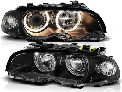 Tuning-Tec Koplampen dual halo rims BMW E46 04 99-08 01 COUPE CABRIO ANGEL EYES ZWART