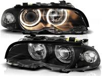 Tuning-Tec Koplampen dual halo rims BMW E46 04 99-08 01 COUPE CABRIO ANGEL EYES ZWART
