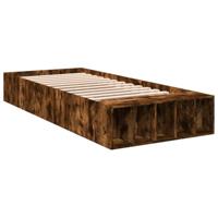 vidaXL Bedframe bewerkt hout gerookt eikenkleurig 100x200 cm, bed, bed met opbergruimte, 1-persoons bedframe, 1-persoonsbed, slaapkamermeubilair