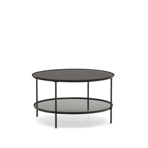 Kave Home Ronde Salontafel Gilda Glas en Metaal, 80cm - Zwart