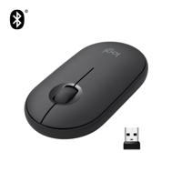 Logitech Pebble Draadloze Muis, Bluetooth of 2.4 GHz USB mini dongle, stil, Compact Design met Geluidloze klik, PC/Mac/Laptop/Notebook - GrafietZwart