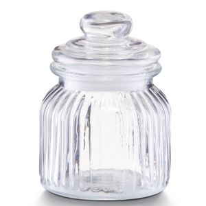 Zeller Voorraadpot - glas - 600ml - relief - 11x14,5 cm - rond - bewaarpot   -