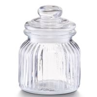 Zeller Voorraadpot - glas - 600ml - relief - 11x14,5 cm - rond - bewaarpot   - - thumbnail