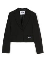 MSGM Kids blazer crop à simple boutonnage - Noir