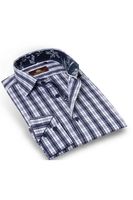 Circle of Gentlemen Performance Slim Fit Overhemd Marine, Ruit - thumbnail