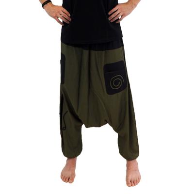 Yogabroek groen heren en dames - eco bamboe aladdinbroek - M Yogabroek groen heren en dames - eco bamboe aladdinbroek - M
