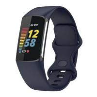 By Qubix - Compatible met Fitbit Charge 5 - Fitbit Charge 6 Sportbandje met dubbele lus - Donkerblauw - Maat: L - Compatible fitbit bandje