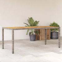 Tuintafel met acaciahouten blad 190x90x75 cm poly rattan grijs - thumbnail