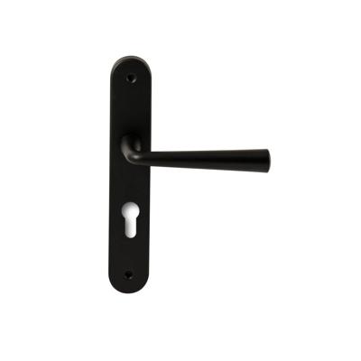 Hardbrass Deurkruk Mikonos op ovaal langschild profielcilindergat 72mm - zwart Hardbrass Deurkruk Mikonos op ovaal langschild profielcilindergat 72mm - zwart