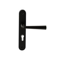 Hardbrass Deurkruk Mikonos op ovaal langschild profielcilindergat 72mm - zwart