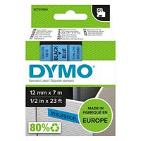 DYMO originele D1 labels | zwarte afdruk op blauwe tape | 12 mm x 7 m | zelfklevende labels voor de LabelManager labelmakers | gemaakt in Europa