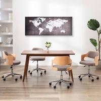 vidaXL Wandprintset wereldkaart 200x80 cm canvas grijs