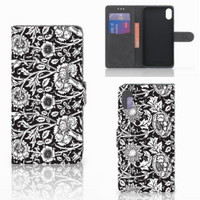 Apple iPhone Xs Max Hoesje Black Flowers - thumbnail