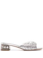 Miu Miu mules à ornements en cristal - Argent