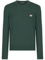 Dolce & Gabbana pull en laine à plaque logo - Vert