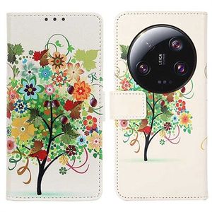 Glam Series Xiaomi 13 Ultra Portemonnee Hoesje - Kleurrijke Boom