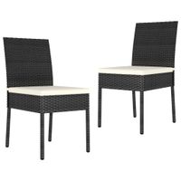 Tuinstoelen 2 st poly rattan zwart - thumbnail