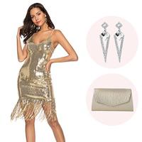 Retro vintage Roaring jaren '20 Jaren 1920 Flapper jurk Cosplay kostuum Outfits The Great Gatsby Dames Pailletten Kwastje Kerstmis Halloween Feest / Uitgaan 1 Paar Oorbellen Lightinthebox - thumbnail