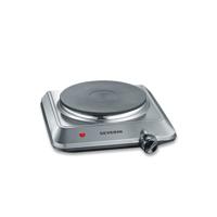 SEVERIN Kookplaat, massakookplaat (1 x Ø 18 cm), traploze temperatuurinstelling, DK 1092, L 25 X B 28,5 X H 8 cm, roestvrij staal/zwart