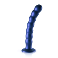 Ouch! by Shots Beaded Silicone G-Spot Dildo - 8'' / 20,5 cm - Metallic Blue - thumbnail