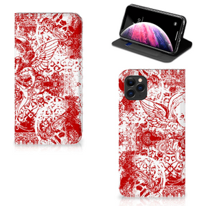 Mobiel BookCase Apple iPhone 11 Pro Max Angel Skull Rood